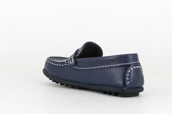 Zapato de Niño y Adolescente - Mocasín de Piel color Azul 126320
